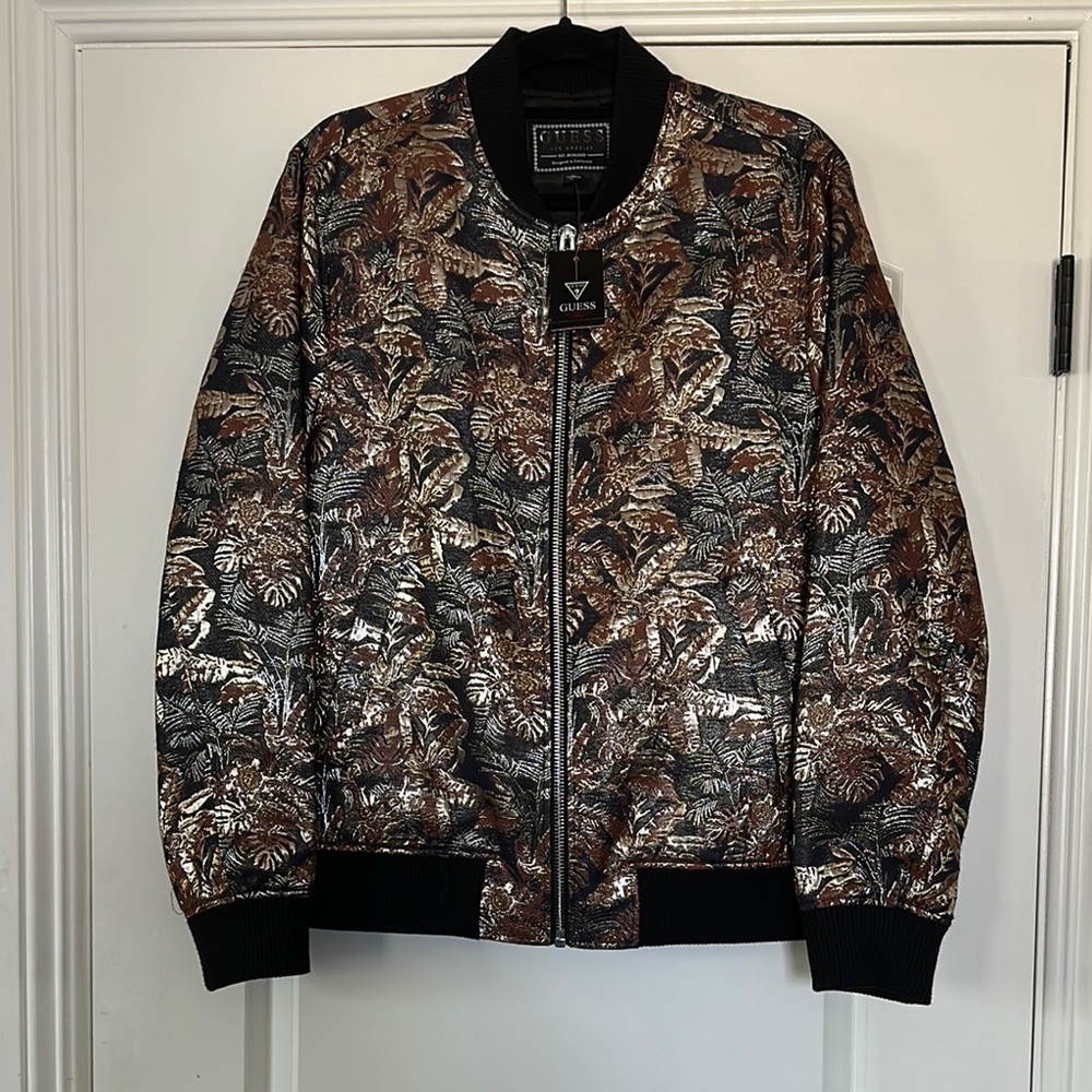 Guess Metallic Floral Bomber Jacket
